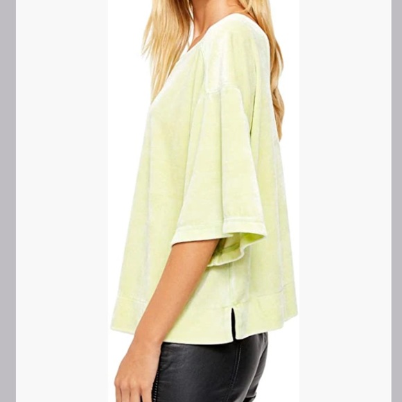 NWT Free People We the Free oversized crop velvet tee neon lime size small - Picture 8 of 9